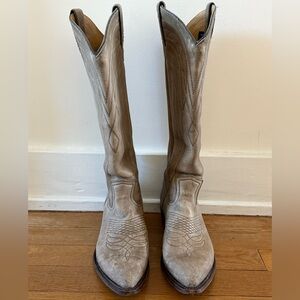 Vintage Frye Gray/Tan Leather Cowboy Boots